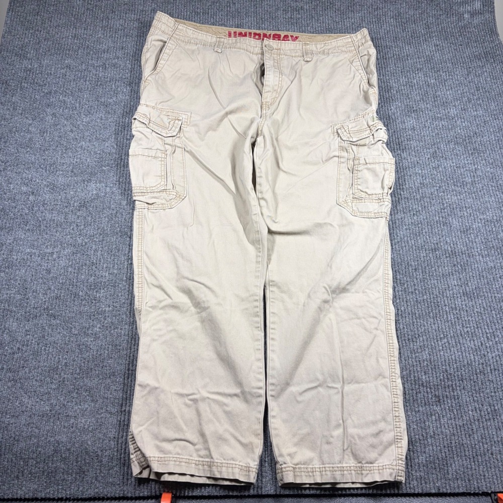 Unionbay Pants Mens 42x30‎ Cargo Khaki Tan Cotton Casual Straight Leg RN80307
